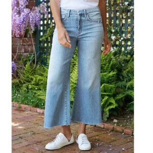Frank & Eileen Galway Wide Leg Cropped Jeans  Raw Hem Light wash Sz 25